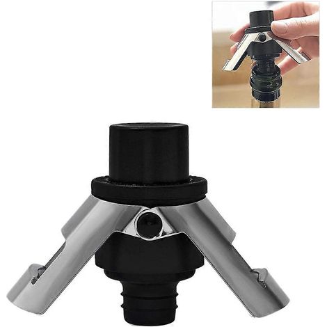Acier inoxydable champagne bouchon champagne bouteille bouchon avec Pump pour Sparkling vin bouteilles noir (1/5)