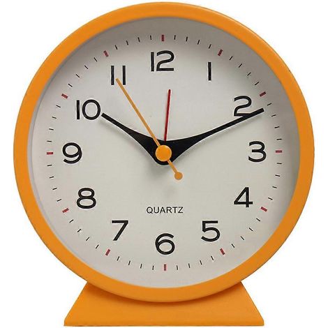 Réveil simple en métal, petit et lumineux, idéal pour une table de chevet ou un bureau - Orange (1/5)