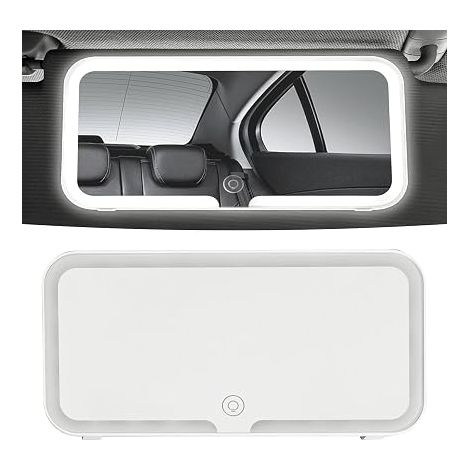 LED Car Visor Vanity Mirror USB Charging Makeup Mirror with 3 Lighting Modes Portable Travel Mirror (1/5)