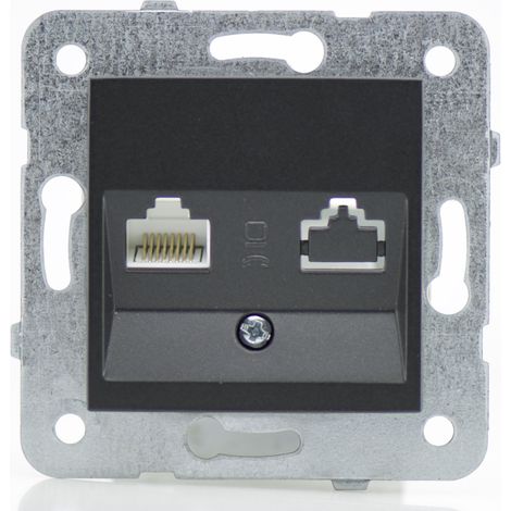 Prise RJ45 noir - (Méca+touche) gamme Karre Novella (1/3)