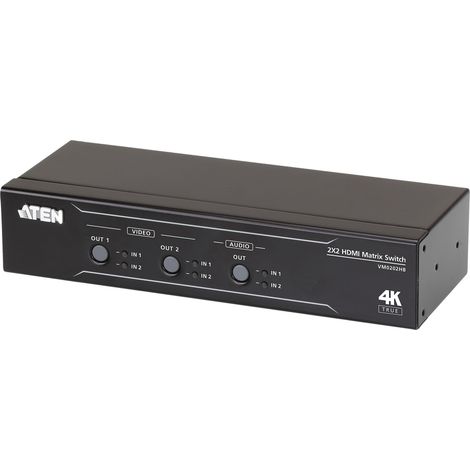 Aten Switch De Matriz Hdmi 4k Real 2 X 2 Con Desincrustador De Audio