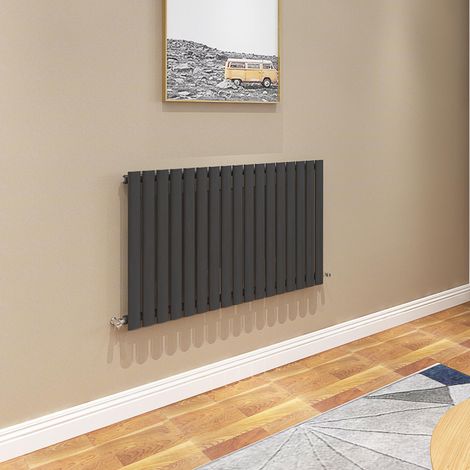 AICA Oval Column Radiator 600x1003mm Central Heating Horizontal Single Stylish Black