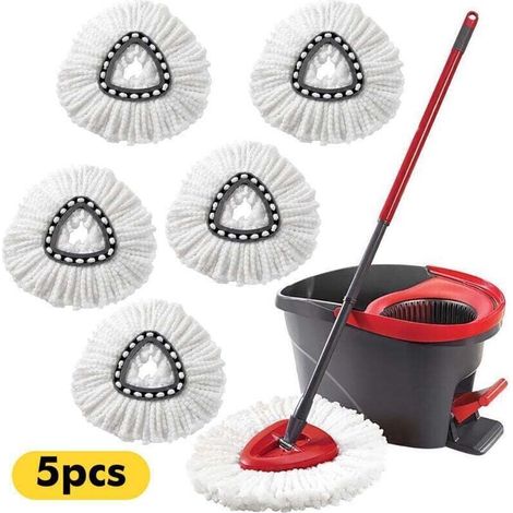 Lot de 5 têtes de Rechange compatibles avec Les balais rotatifs Vileda EasyWring - Recharges de tête rotative (1/4)