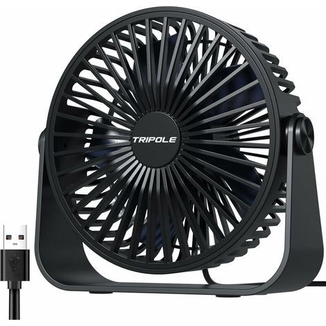 Ventilateur de Bureau USB, Ventilateur de Table à 3 Vitesses, Ventilateur Silencieux Réglable à 360°, Ventilateur Portable pour Bureau, Maison, Chambre, Voiture, Camping en Plein Air-Noir (1/5)