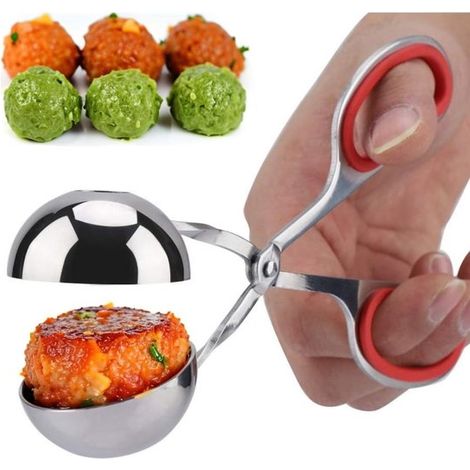 Machine à boulettes de viande SPHProducts - Design ergonomique - Revêtement antiadhésif rouge pour boulettes de viande et de riz (1/5)
