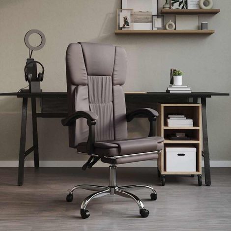 vidaXL Silla de oficina reclinable cuero sintético gris (1/5)