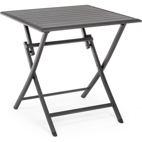 Klappbarer Outdoor-Tisch aus anthrazitfarbenem Aluminium ELIN 70x70x h71 cm (1/5)