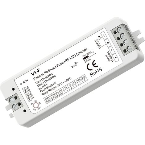 Contrôleur Variateur Ruban LED Monochrome 5/12/24/36/48V DC Compatible avec Bouton-poussoir et Télécommande RF V1-F Blanc (1/3)