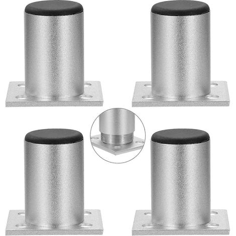 Verstellbare Schrankbeine, Möbelbeine, verstellbare Schrankstützbeine aus Aluminiumlegierung, Sofabeine für Bett, Tisch, Schreibtisch und Stuhl, 1 Stück, Tragkraft bis zu 50 kg, 6 x 6 x 5 cm, silberfa