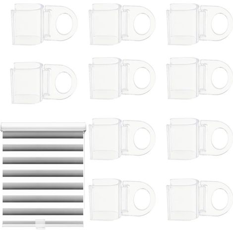 Ensemble de 10 clips transparents en forme de U pour stores enrouleurs, sans trace et sans cordon, adaptés à un usage domestique, y compris les poignées de levage pour stores enrouleurs et rideaux.