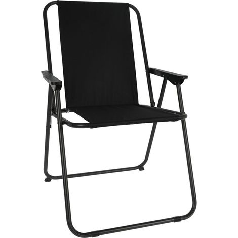 chaise de camping pliante noire (1/3)