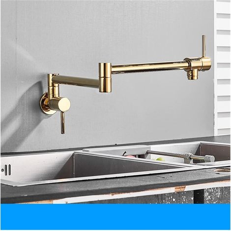 Robinet de Remplissage de Pot Chrome Nickel Black Brass Pot remplissez Le Robinet de Cuisine Murale Robinet de Cuisine Simple Froid à Un Seul Trou de Rotation de Rotation Robinet Pliant (Color : A-Go (1/5)