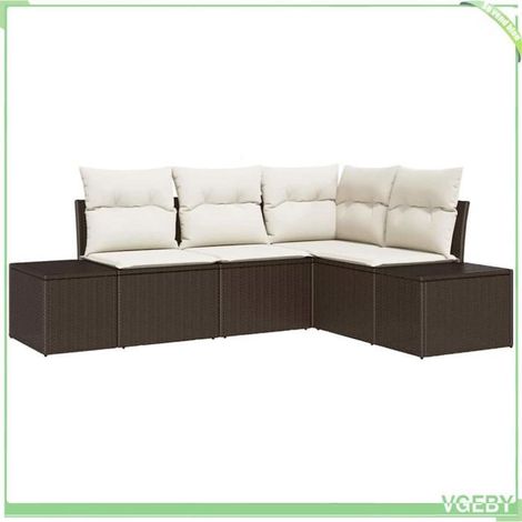 Ensemble de canapé de jardin - FAFEICY - Modulaire - Marron - Résistant UV & intempéries - Coussins polyester (1/5)