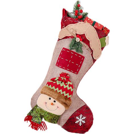 Decoración navideña - Calcetines navideños de Papá Noel de primera calidad - Adornos colgantes 3D - Elementos esenciales para un ambiente festivo - Calcetines navideños rústicos - Muñeco de nieve 48 x