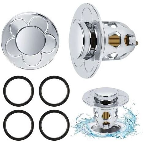 2 Pièces Bonde de Lavabo Universel Pop Up,Bonde de Lavabo Pop-Up avec Filtre Anti-Clogging,Flitre de Vidange Anti-Bloqué,Bouchon Baignoire pour Lavabo Cuisine (1/5)