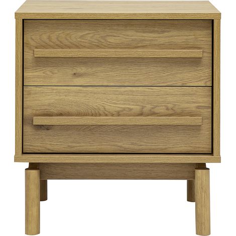 Mesita de noche acabado madera roble 2 cajones L50 cm YSEULT (1/5)