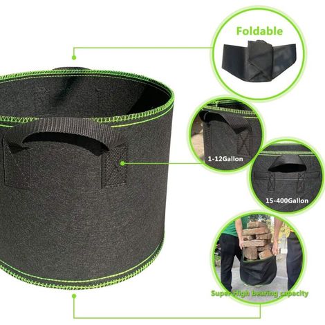 Sacs de Culture, Sacs à Plantes de Jardin Respirant Non tissé avec Poignées (1/4)