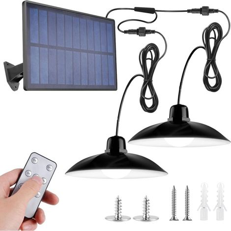Luci pendenti solari a LED per esterni, alimentate a energia solare, con sensore di movimento, regolabili, con telecomando, IP67, impermeabili, per garage, gazebo, capannoni, campeggio, patio, pollaio