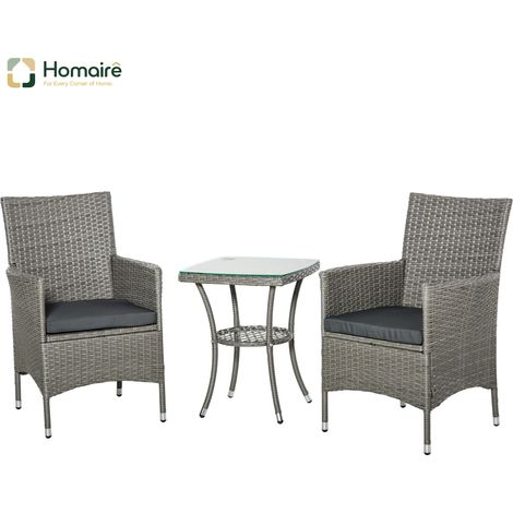 HOMAIRE Set de mobilier de jardin en rotin avec table d'appoint, ensemble bistro, mobilier de balcon 3 pièces