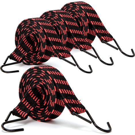 Corde elastiche, 4 pezzi 2M corde elastiche con ganci, corda elastica universale di alta qualità per bagagli, auto, moto, biciclette, utilizzata per il fissaggio durante il trasporto, larghezza 30 mm