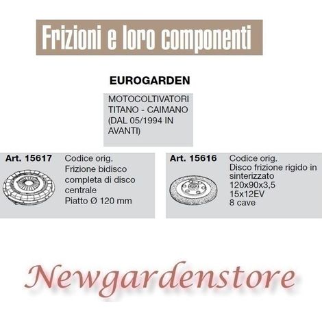 Frizione disco compatibile EUROGARDEN motocoltivatore titano caimano 15617 15616 2. disco 15616