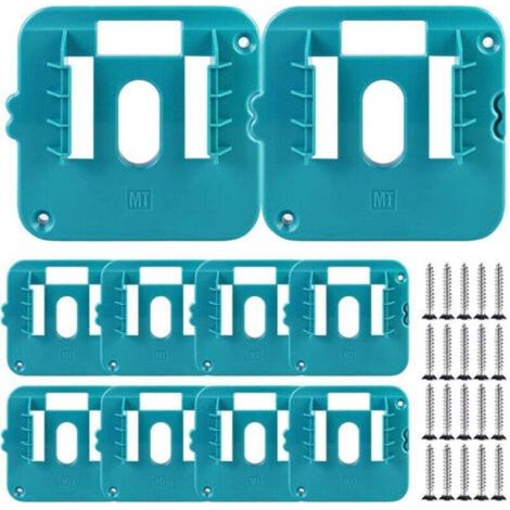 10Pc Support de batterie pour support de batterie Makita 14,4-18 V Support de batterie Makita Support mural pour BL1860 BL1850 BL1840 BL1830 (avec 20 vis, sans batterie)