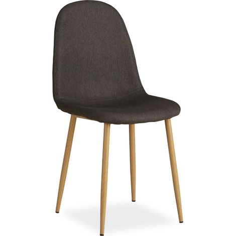 Comoda e moderna sedia da cucina sala da pranzo in tessuto antracite, gambe in metallo effetto legno CDS06003
