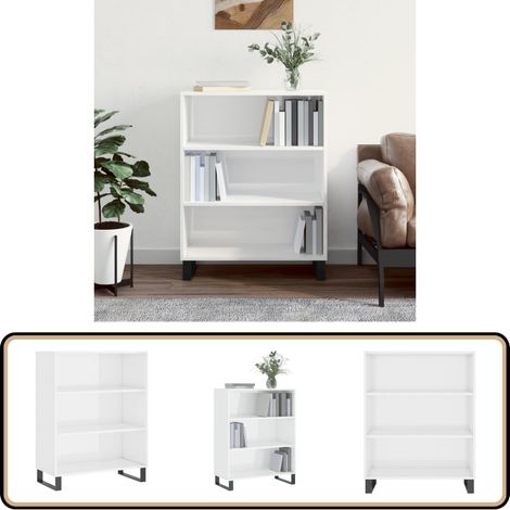 Regalschrank Hochglanz-Weiß 69,5x32,5x90 cm Holzwerkstoff - Sideboard - Wohnwand - Regal - Etagere - Wohnzimmermöbel