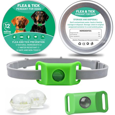 AqualityPets Collier Antiparasitaire Chien Naturel, Protège Contre Puces, Tiques et Phlébotomes, Protection 12 Mois – Résistant à l’Eau, Taille Unique, 100% sans Produits Chimiques (Vert)