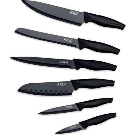 Axer Set de Couteaux de cuisine Noirs 6 pièces - Set Couteau Cuisine Professionnel en Acier Inoxydable - Ultra Sharp - Set Coute38