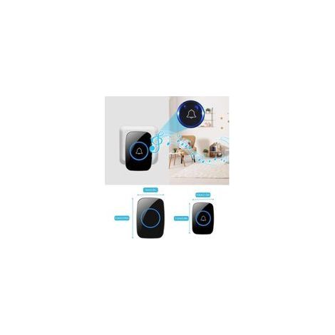 Sonnette Sans Fil,5 Niveaux Volumes 60 Mélodies Au Et Indicateur Led,300M Un Emetteurs Avec Un Récepteur Enfichable,Wireless Doorbell Niveau d'étanchéité IP55 Ensemble de étanche (1/4)