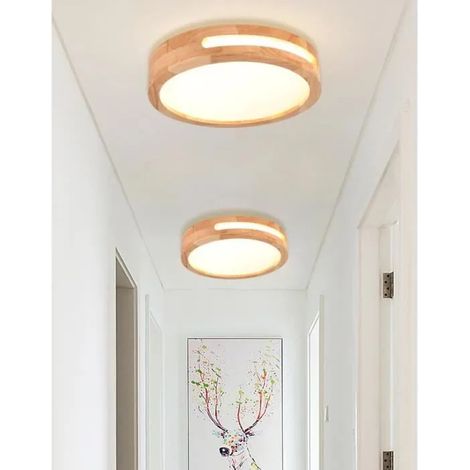 2pcs Plafonnier LED en Bois,Moderne Plafonnier Rond Luminaire Naturelle Lampe de Plafonde pour Salon Chambre,4500K (1/4)