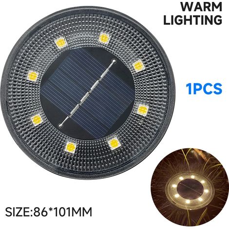 (Lumière chaude) Lampe solaire LED étanche IP68 pour éclairage extérieur au sol, idéale pour les allées, terrasses, jardins et pelouses. (1/5)