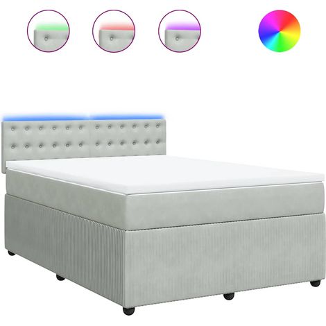 Maison Exclusive - Cama box spring con colchón terciopelo gris cl (1/5)