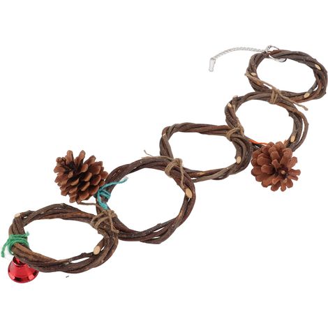 Anneau pour perroquet - Jouet suspendu en tricot fait main, sûr et facile à transporter, avec crochet - 5 anneaux (1/5)