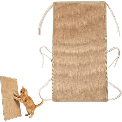 Tapis Griffoir Chat, Griffoir Chat Canapé Sisal, Griffoir Mural Chat Petite, 45 20 cm, Griffoir Mural pour Cage, Griffoir Canapé Chat avec Cordon, Tapis Grattoir Chat Facile à Démonter, 1 Pièce (1/5)