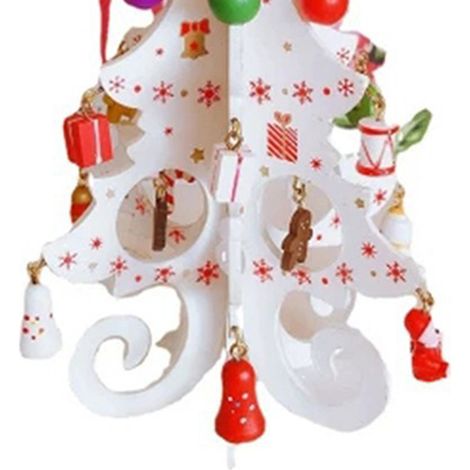 Décoration de sapin de Noël en bois, 6 pièces, sapin de Noël 3D en bois blanc, idéal pour les fêtes de Noël. (1/4)