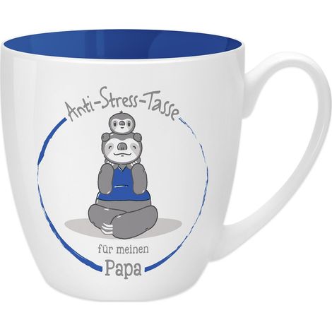 Tasse Anti-stress pour papa, 45 cl, faite à base de porcelaine New Bone China, idéale comme cadeau, bleue, 9,5 cm (1/2)