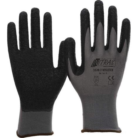 Nitras Nylotex 3520 - Guanti da lavoro in nylon e lattice, 12 paia, taglia 7, colore: Grigio (1/2)