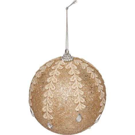 Palla in polistirolo con ricamo d.10cm champagne - Feeric lights & christmas