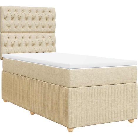 Maison Exclusive - Sommier à lattes de lit et matelas Crème 90x190 cm Tissu (1/5)