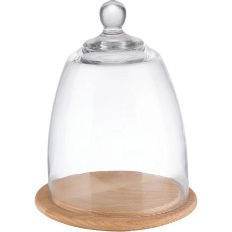 Plateau en bois (H)240 x (Ø)185 mm avec couvercle en verre (1/4)