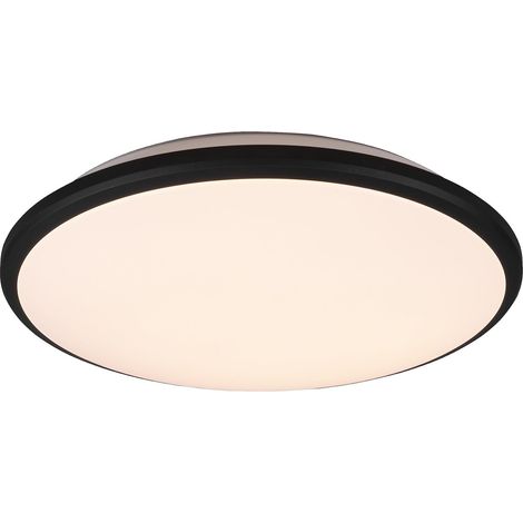 Plafonnier, incl. 1 x LED,SMD,20,5 Watt,3000K,2300 Lm. Corps: Plastique, noir mat Ø:34,7cm, H:6,5cm (1/5)