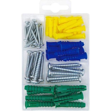 Kit Vis Et Chevilles D'ancrage - 66 Pièces - Pour Murs En Béton Brique - Fixation Étagères Cadres Miroirs - 66 Pièces (1/3)