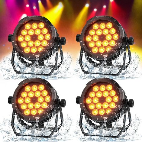 4PCS IP67 200W Par LED Lumière de Scène étanche, RGBWA + UV 18 LED Imperméable Éclairage de Scène DMX 6/10CH, Lumière Par pour Jours de Pluie Extérieur Mariage Halloween Noël (1/5)