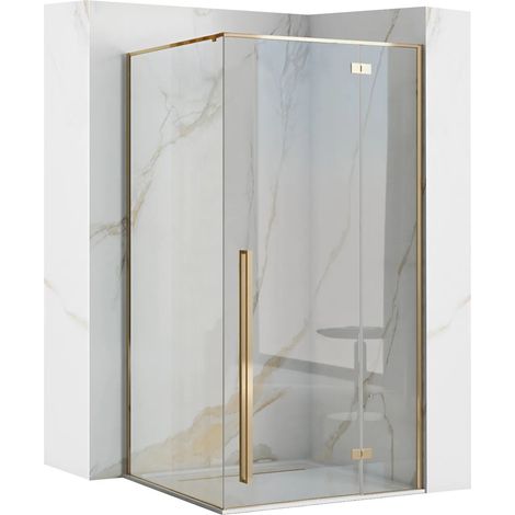 CABINE DE DOUCHE FARGO 90X90 GOLD + RECEVEUR SAVOY BLANC (1/5)