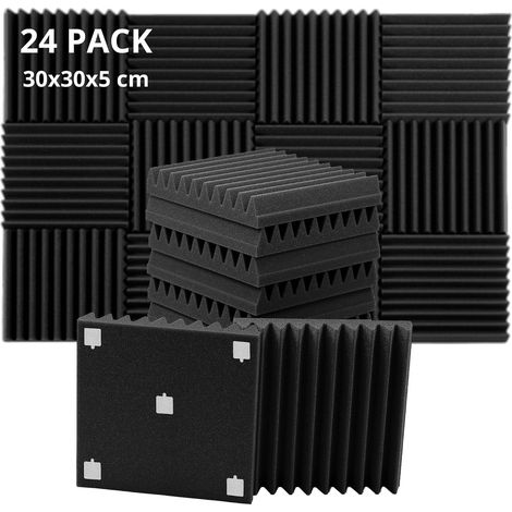 Lot de 12 Panneaux de Mousse Acoustique avec Autocollants, 30x30x5cm, Mousse Anti-bruit Panneaux Acoustiques Ignifuges pour Studios D'enregistrement, Bureaux, Studios de Danse, Streamers (1/5)