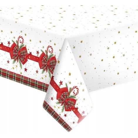 Nappe de Noël en papier avec nœud et étoile de Noël 120x180cm