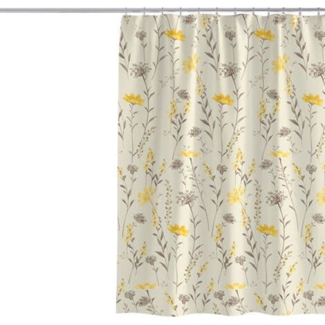 Plant and flower pattern shower curtain, 100 x 200 cm, thick anti-mold polyester fabric, ideal for bathroom decoration, waterproof, with hooks, machine washable and durable (1/5)