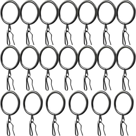 (Noir)20 Pièces Curtain Rings,Anneaux de Rideaux Métal und Crochet Rideau Metal,Rideau de Porte,Rideaux de Douche (1/5)